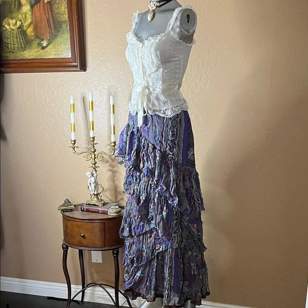 ANU Boho Purple Ruffled Maxi Skirt. Sz XL - Picture 1 of 4